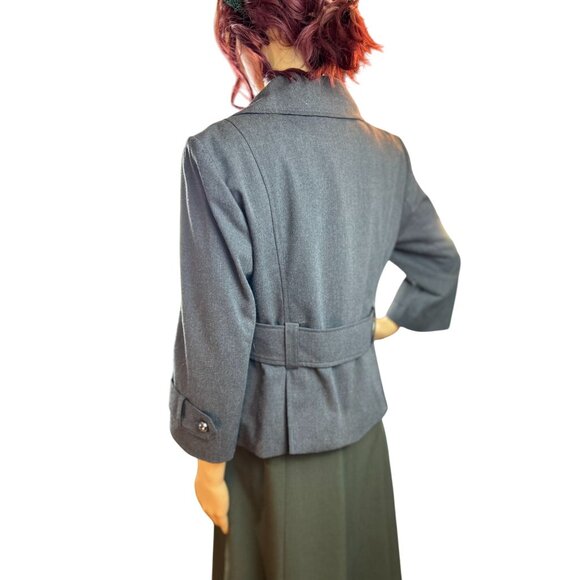 APT 9 Stretch Notched Lapel Belted Blazer in Gray Size 8 - Picture 3 of 8